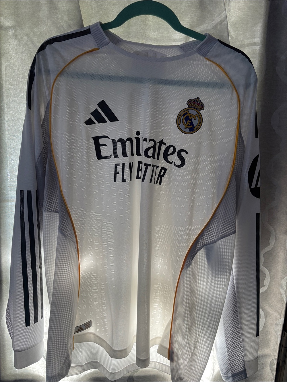 Adidas Real Madrid Kids' Long-Sleeve White Home Jersey